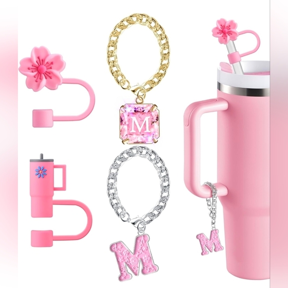 Pink Initial Set Of Straw Cover Accessories| Stanley Charms - Picture 2 of 5